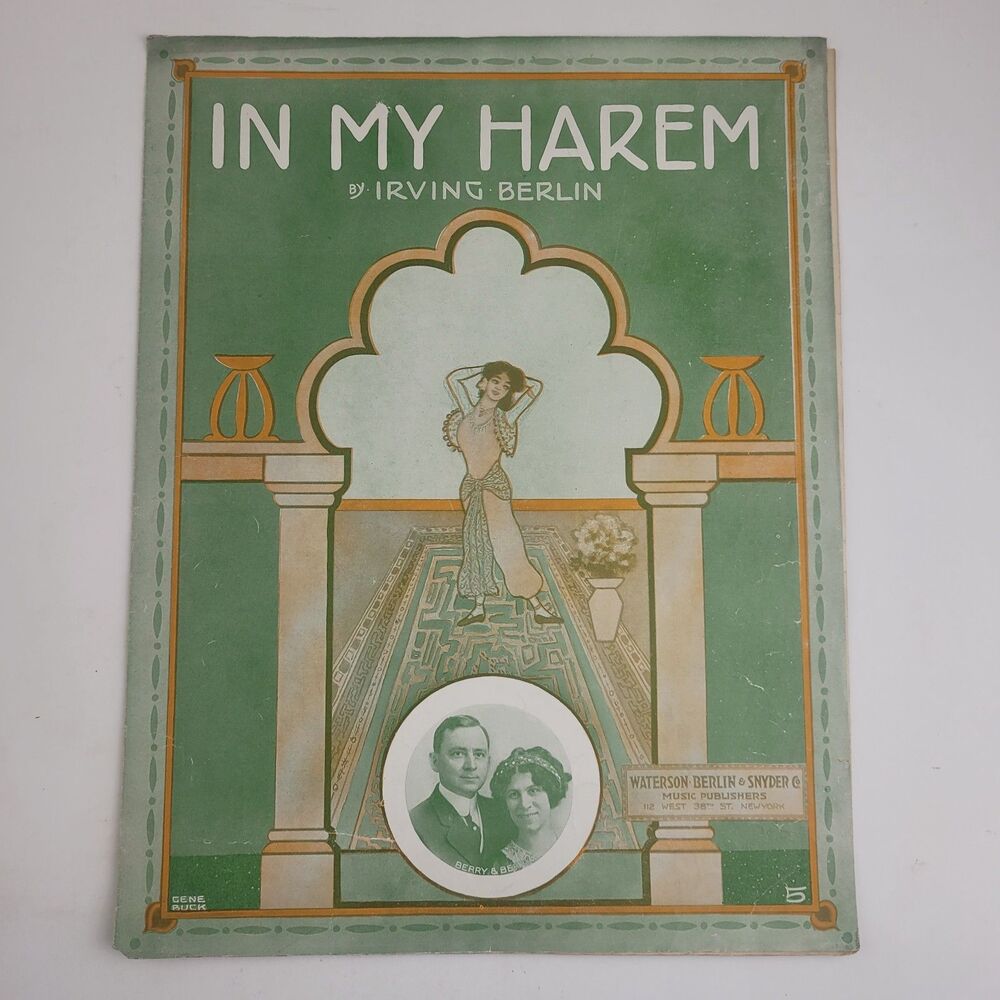 Antique 1913 Sheet Music, In My Harem by W. Jerome Declercq Irving Berlin #SM3